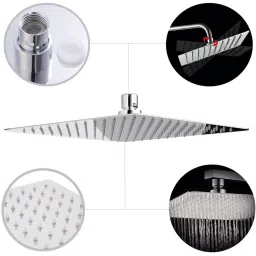 GENERIC 8x8 inch Stainless Steel Silver Wall Mount Overhead Shower, FG1949-image-5