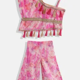 READIPRINT FASHIONS Kids Pink Printed Top with Plazzos-image-33