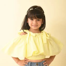 LilPicks Kids Yellow Solid Crop Top-image-17