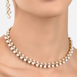 Zaveri Pearls Gold Tone Contemporary Look Pearls Choker Necklace & Earring Set-ZPFK9439-71