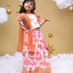 Little Shiro Girls Printed Ready to Wear Lehenga & Blouse With Dupatta-picture-46