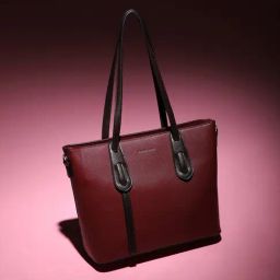 HauteSauce Maroon Medium Leather Tote Bag-image-35