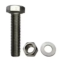 Whiteshark Hex Head Bolt With Nut & Flat Washer Stainless Steel Hex Head 8x75 mm Silver for Indoor & Outdoor use, (Pack of 20 Pcs)-7