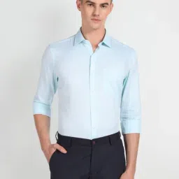 Arrow Blue Cotton Regular Fit Self Pattern Shirt-picture-28