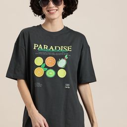 HERE&NOW Printed Drop-Shoulder Sleeves Pure Cotton T-shirt-picture-37