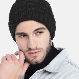 Magic Needles Men Black Handmade Beanie-image-58