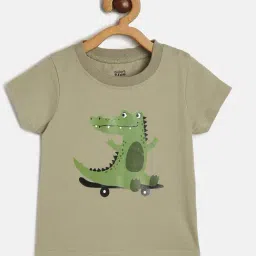 MINIKLUB Kids Olive Printed T-Shirt-image-42