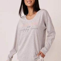La Vie En Rose Grey Cotton Printed T-Shirt-image-79