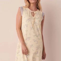 La Vie En Rose Yellow Floral Print Night Dress-image-36