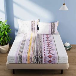 Bianca SERINA Stripes Purple 144 TC Cotton Double Bedsheet with 2 Pillow Covers-image-16