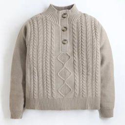 Cherry Crumble By Nitt Hyman Kids Beige Self Design Full Sleeves Sweater-image-17