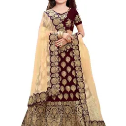 F Plus Fashion Girls Embroidered Semi-Stitched Lehenga & Unstitched-picture-56