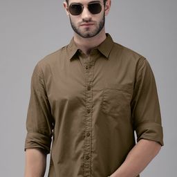 Roadster Men Olive Green Pure Cotton Casual Shirt-image-74