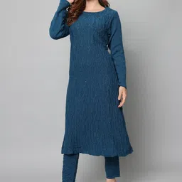 BUDAPEST Round Neck Pure Wool Kurta with Palazzos-picture-35