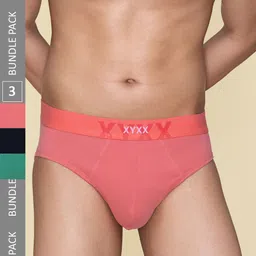 XYXX Pack Of 3 Mid Rise Cotton Anti Microbial Basic Briefs XYBRF3PCKN836-picture-20