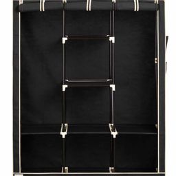 Fabura Triple Door Collapsible Wardrobe With 2 Hanging Compartment - Black-20