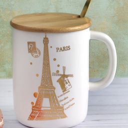A Vintage Affair I love Paris Ceramic Mug With Lid And Spoon Eiffel Gold - 350 ml-23