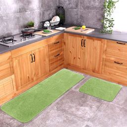 Saral Home Soft Anti Slip Microfiber Multi Purpose Mat & Runner Set - Green (Color May Vary)-picture-2