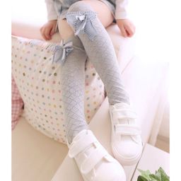 Flaunt Chic Bow Detailing Socks - Light Grey-image-73