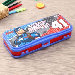 Marvel Captain America Dual Compartment Pencil Box  - Red & Blue (Color & Print May Vary)-10