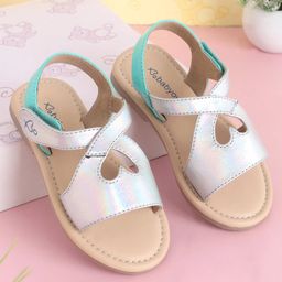 Babyoye Party Wear Sandal With Velcro Closure Solid- Silver-picture-18