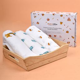 Moms Home Organic Cotton Baby Muslin Swaddle Mix Pack of 3 - Multicolour-picture-24