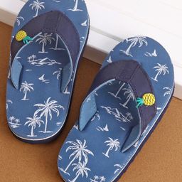 Cute Walk by Babyhug Slip On Style Palm Tree Graphics & Pineapple Applique Flip Flops - Blue-picture-11