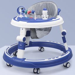 Multi Function Adjustable Height Musical Baby Walker With Toy Bar - Blue-7
