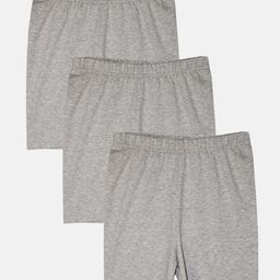 Kiddopanti Pack Of 3 Solid Cycling Shorts - Grey Melange-image-90