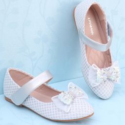 Pine Kids Ballerina with Bow Applique & Velcro Closure -Silver-image-13