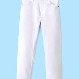Pine Kids Cotton Elastane Full Length Solid Denim Jeans - White-image-47