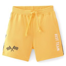 Babyhug Cotton Looper Knit Mid Thigh Length Shorts Text Print - Yellow-image-59