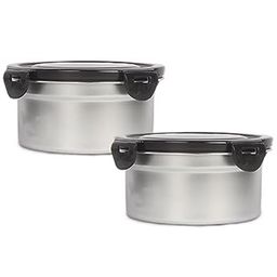 Femora Lunch Box High Steel Round Airtight Storage Container with Lock Lid - 350 ml / 12 Oz, Set of 2-image-24