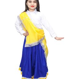 Kaku Fancy Dress Haryanvi Lehenga Choli Dress  Dance Theme Costume Set - Yellow & Blue-image-9