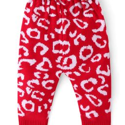 Babyhug Full Length Fleece and Woollen Lounge Pant Abstract Design - Red-image-78
