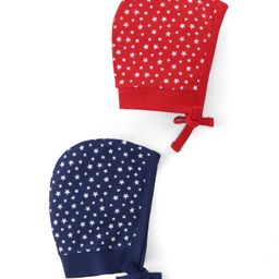 Doodle Poodle Interlock Knit Caps with Star Print Pack of 2 - Red & Blue-image-52