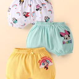 Babyhug Disney Interlock Knit Bloomer With Minnie Mouse Graphics Pack Of 3 - Lavender Yellow & Mint-image-44