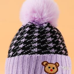 Babyhug Woollen Cap With Bear Embriodery Purple - Diameter 11 cm-picture-35
