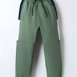 Pine Kids Knit Full Length Solid Lounge Pant with Tape Detailing - Olive Green-image-14