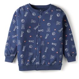Doodle Poodle 100% Cotton Knit Full Sleeves Front Open Sweatshirt with NYC Print - Navy Blue-picture-17