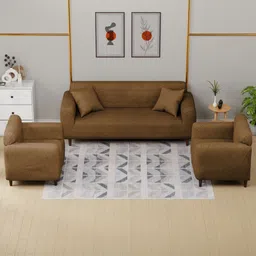 Myntra Elegant Homes Beige Textured Jacquard 5 Seater Sofa Cover With Arms-8