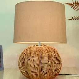 Homesake Beige Metal Industrial Cylindrical Shaped Table Lamp with Bulb-picture-32