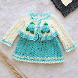 Woonie Girls Crochet Frock with Floral Jacket-picture-13