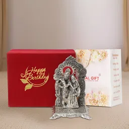 INTERNATIONAL GIFT Silver-Toned God & Goddess Radha Krishna Religious Idol Showpiece-image-98
