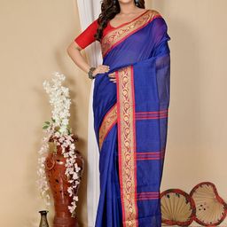 DipDiya Zari Pure Cotton Taant Saree-image-33