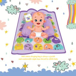 Toddylon Combo of Baby Mattress with Net Sleeping Bag 4 Pcs Bedding Set 4 Nappy Changing Sheets- Purple image 5