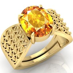 todani jems 4.25 Ratti Pukhraj Stone Original Certified Yellow Sapphire Gemstone Gold Plated | Adjustable Ring-picture-21