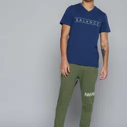 HRX by Hrithik Roshan Men Pure Cotton Olive Green Solid Knitted Yoga Sustainable Track Pants-picture-47