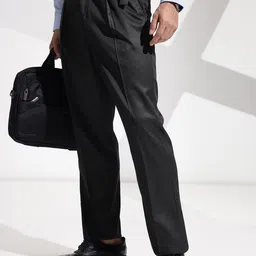 encore by INVICTUS Men Textured Pleated Formal Trousers-picture-44