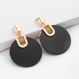 Oomph Black Large Fashion Dangler Earrings-image-67